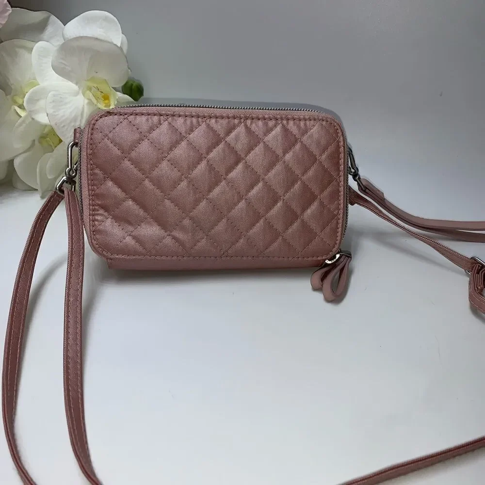 NEW Vera Bradley Nylon Organizer Crossbody Pink Small
